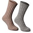 Alpaka-Socken, 2 Paar hellbraun & grau Gr. 35-38