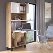 Homeoffice-Schrank mit Schreibtisch eiche/weiß glänzend