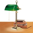 Bankers Lamp, grüner Schirm Gestell aus glänzend poliertem Messing (Abb. 1)