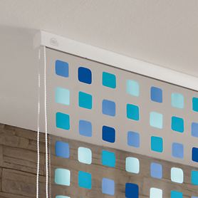 Design-Duschrollo blaues Mosaik