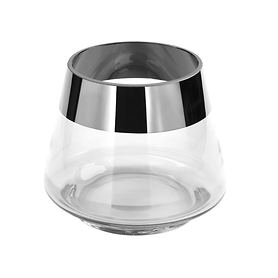Glas Teelichthalter/Windlicht Jona klar H 13 x D 15 cm