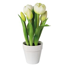 Kunstblumentopf Tulpen weiß