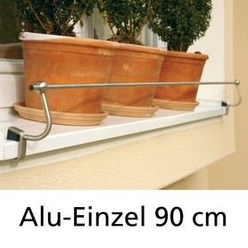 Blumenkasten-Halterung 90 cm, Edelstahl f. Alu-Fensterbänke, Montage ohne Bohren