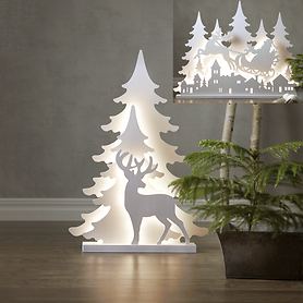 LED-Deko-Silhouette Rentier und Santa