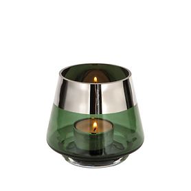 Glas Teelichthalter/Windlicht Jona grün H 9 x D 11