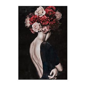 Bild Schönheit mit Blumen dunkel H120 x B80