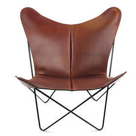 Design-Stuhl Trifolium cognac, Gestell schwarz