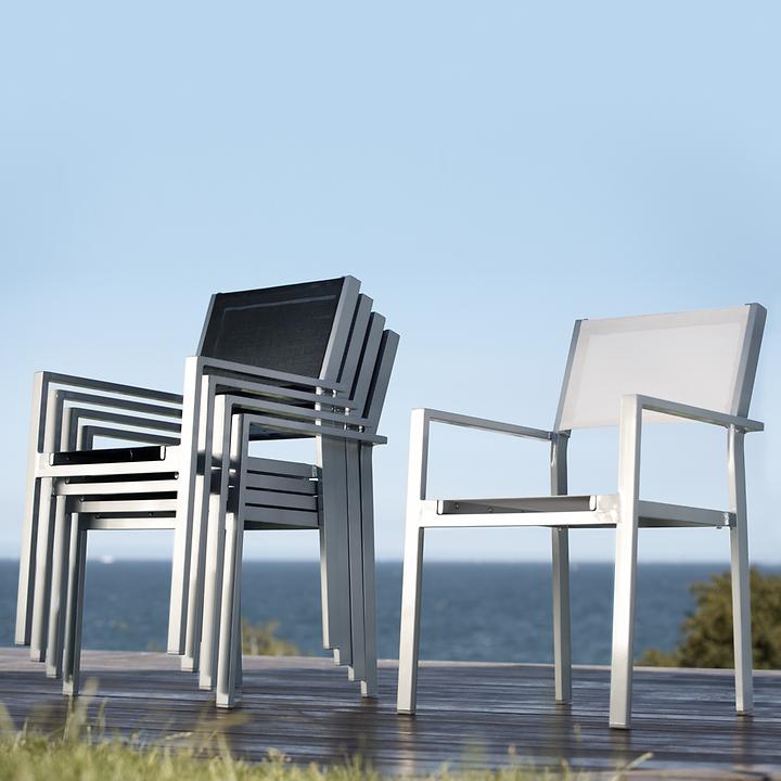 Aluminium-Gartenstühle mit Textilengewebe, stapelbar
