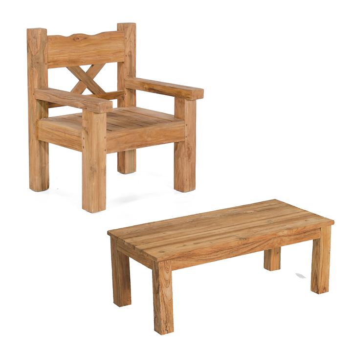 Teak-Sessel und Loungetisch Jumbo
