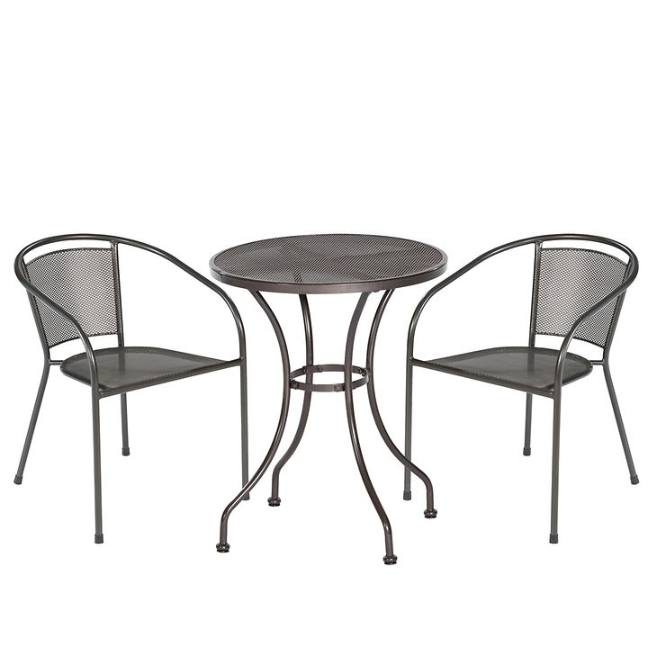 Metall-Gartenmöbel-Set, 2 Stühle 1 Tisch | Promondo